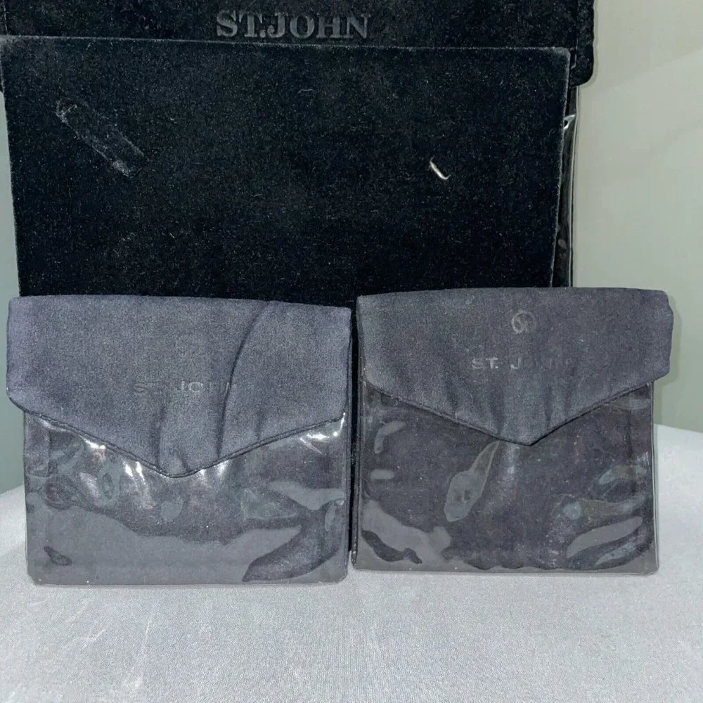 St. John Empty Velvet & PVC Jewelry Necklace Bracelet Valuables Bag Pouch Set